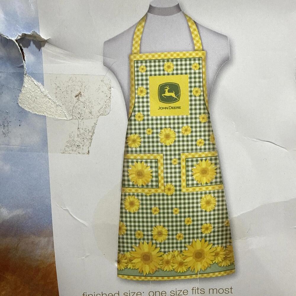 JOHN DEERE BIB APRON Adult size Uncut Fabric Panel Make Your Own Tractor Farm